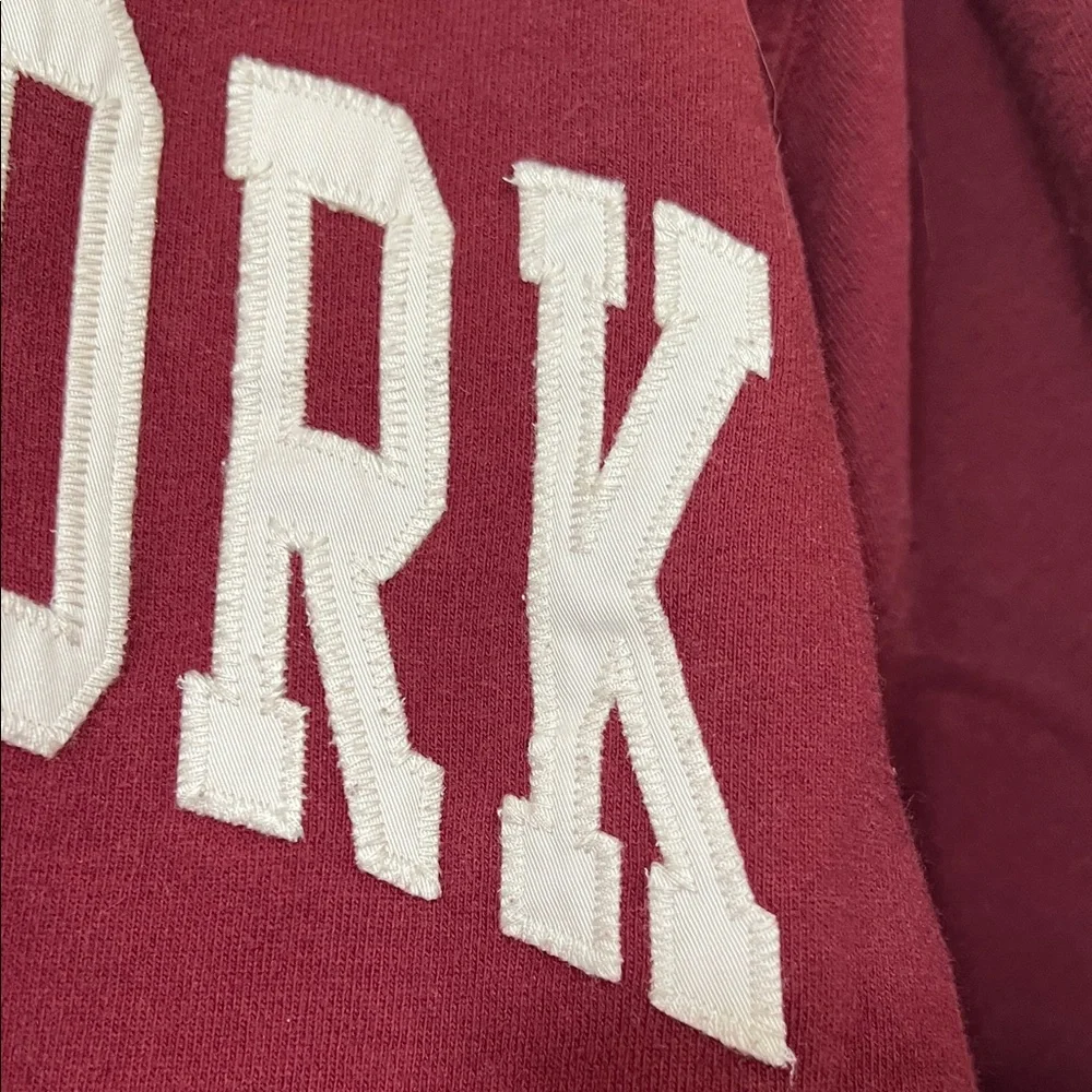 Brandy Melville Maroon Half-Zip Hoodie with New York Print - Picture 4 of 6